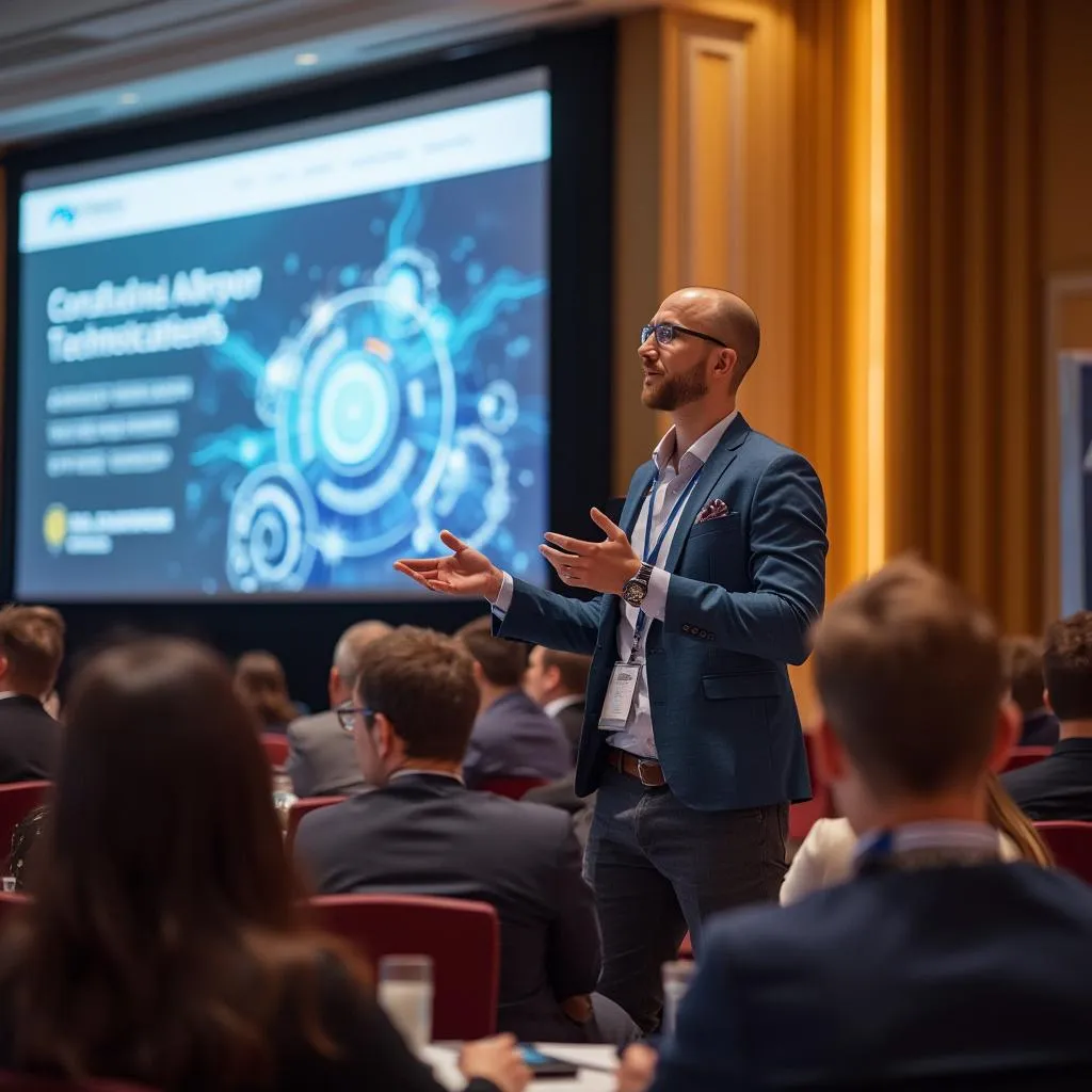Présentation lors d'une conférence fintech